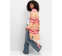 Longstrickjacke SHEEGO BY JOE BROWNS "Große Größen", Damen, Gr. 44/46, cremerosé, sanftes weiß, Obermaterial: 100% Viskose, gemustert, feminin, figurumspielend lang, Langarm, Strickjacken, im Zickzack