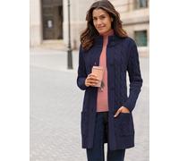 Longstrickjacke INSPIRATIONEN, Damen, Gr. 40, blau (marine), 50% Baumwolle, 50% Polyacryl, unifarben, Strickjacken Longstrickjacke (47069124-40) marine