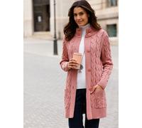 Longstrickjacke INSPIRATIONEN, Damen, Gr. 40, rot (rosenholz), 50% Baumwolle, 50% Polyacryl, unifarben, Strickjacken Longstrickjacke (92847504-40) rosenholz