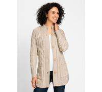 Longstrickjacke INSPIRATIONEN, Damen, Gr. 44, beige (sand), 60% Baumwolle, 40% Polyacryl, unifarben, Strickjacken Longstrickjacke (93503352-44) sand
