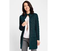 Longstrickjacke INSPIRATIONEN, Damen, Gr. 46, blau (petrol), 50% Baumwolle, 50% Polyacryl, unifarben, Strickjacken Longstrickjacke (32969700-46) petrol