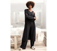 Longstrickjacke LASCANA, Damen, Gr. 32/34, schwarz, Strick, Obermaterial: 68% Polyester, 30% Viskose, 2% Elasthan, unifarben, wadenlang, Strickjacken Longstrickjacke, aus weichem Strick, Loungewear (5