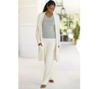 Longstrickjacke LASCANA, Damen, Gr. 36/38, beige (creme), Feinstrick, Obermaterial: 50% Viskose (LENZING™ ECOVERO™), 28% Polyester, 22% Polyamid, meliert, figurumspielend lang, normaler Saum, Strickja