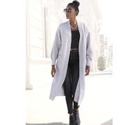 Longstrickjacke LASCANA, Damen, Gr. 36/38, bunt (grau, multicolor), Strick, Obermaterial: 83% Polyester, 7% Polyacryl, 6% Polyamid, 4% Wolle, unifarben mit Farbeinsätzen, modisch, figurumspielend wade