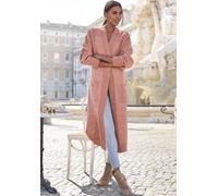 Longstrickjacke LASCANA, Damen, Gr. 44/46, lila (mauve meliert), Strick, Obermaterial: 83% Polyester, 7% Polyacryl, 6% Polyamid, 4% Wolle, modisch, figurumspielend wadenlang, Langarm weit Rippstrickbü