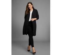Longstrickjacke LAURA SCOTT CURVE, Damen, Gr. 52/54, schwarz, Feinstrick, Obermaterial: 95% Viskose, 5% Elasthan, unifarben, Basic, figurumspielend kniebedeckend, tiefer V-Ausschnitt, Strickjacken Lon