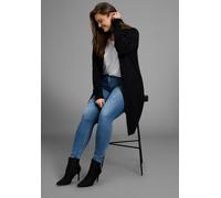 Longstrickjacke LAURA SCOTT CURVE, Damen, Gr. 56/58, schwarz, Feinstrick, Obermaterial: 50% Viskose, 28% Polyester, 22% Polyamid, unifarben, Basic, figurumspielend 3/4-Länge, ohne Ausschnitt, Strickja