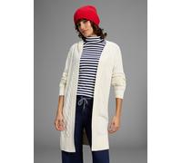 Longstrickjacke LAURA SCOTT, Damen, Gr. 32/34, sanftes weiß, Grobstrick, Obermaterial: 50% Baumwolle, 50% Polyacryl, Zopfmuster, figurumspielend hüftbedeckend, Rippbündchen, Strickjacken Longstrickjac