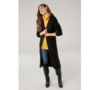 Longstrickjacke LAURA SCOTT, Damen, Gr. 48/50, schwarz, Strick, Obermaterial: 50% Viskose, 28% Polyester, 22% Polyamid, clean, unifarben, Basic, figurumspielend, tiefer V-Ausschnitt, Strickjacken Long