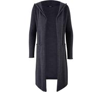 Longstrickjacke BONPRIX "Longstrickjacke mit Kapuze", Damen, Gr. 40/42 (M), grau (anthrazit meliert), Obermaterial: 100% Polyacryl, lässig geschnitten, Strickjacken Longstrickjacke, lässige Passform,