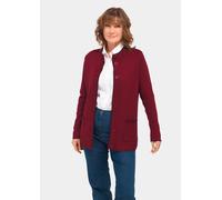 Strickjacke GOLDNER "Kurzgröße Longstrickjacke mit Zierkanten", Damen, Gr. 21, rot (dunkelrot), Obermaterial: 50% Baumwolle CO. 50% Polyacryl PAN., figurumspielend, Sonstiges, Strickjacken Strickjacke