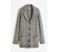 Longstrickjacke BONPRIX, Damen, Gr. 48/50 (XL), grau meliert, Strick, Obermaterial: 100% Polyacryl, unifarben, loose fit, Strickjacken Longstrickjacke, lockere Passform, mit Knopfleiste, mit aufgesetz