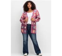 Cardigan SHEEGO BY JOE BROWNS, Damen, Gr. 56/58, pink, 100% Polyacryl, gemustert, mehrfarbig, Strickjacken (83053965-56) pink