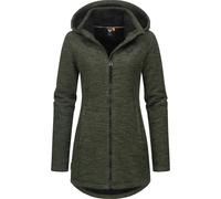 Longstrickjacke RAGWEAR "Leysha Melange", Damen, Gr. 6XL (52), grün (olivgrün), Grobstrick, Obermaterial: 56% Baumwolle, 44% Polyester. Innenfutter: 100% Polyester, figurumspielend ca. Mitte Oberschen