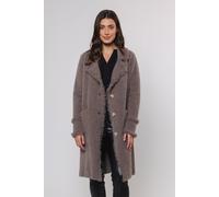 Longstrickjacke RINO & PELLE "CATENA", Damen, Gr. XS (34), grau (taupe), Feinstrick, Obermaterial: 68% Polyamid, 24% Polyester, 8% Viskose, unifarben, gerade knielang, V-Ausschnitt, leicht ausgefranst