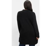 Longstrickjacke im Strukturmix, mit V-Ausschnitt, schwarz, Gr.48/50