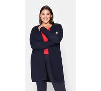 Longstrickjacke SHEEGO, Damen, Gr. 44/46, blau (marine), 100% Baumwolle, unifarben, Strickjacken Longstrickjacke (99758724-44) marine