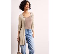 Longstrickjacke STREET ONE, Damen, Gr. 38, timeless beige, Stoff, 91% Viskose, 9% Elasthan, unifarben, normal ca. Mitte Oberschenkel, ohne Ausschnitt, abgesteppt, Strickjacken Longstrickjacke, aus sof