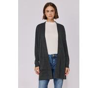 Longstrickjacke STREET ONE STUDIO, Damen, Gr. 42, industrial grau meliert, Feinstrick, 30% Polyester, 27% Polyacryl, 23% Polyamid, 20% Viskose, unifarben, regular fit lang, ohne Ausschnitt, Bündchen,