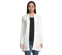 Longstrickjacke TOM TAILOR, Damen, Gr. M (38), weiß (wollweiß), Strick, Obermaterial: 100% Baumwolle, unifarben, figurumspielend Po-bedeckend, V-Ausschnitt, Bündchen, Strickjacken Strickjacke Longstri