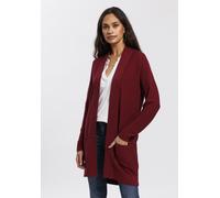 Longstrickjacke TOM TAILOR, Damen, Gr. XL (42), rot (bordeaux), Strick, Obermaterial: 100% Baumwolle, unifarben, figurumspielend Po-bedeckend, V-Ausschnitt, Bündchen, Strickjacken Strickjacke Longstri