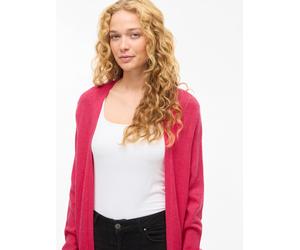 Longstrickjacke VILA "VIRIL LONG L/S KNIT CARDIGAN - NOOS", Damen, Gr. L, jazzy detail:schwarz melange, Feinstrick, Obermaterial: 50% Viskose, 28% Polyester, 22% Nylon, meliert, regular fit lang, tief