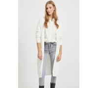 Longstrickjacke VILA "VIRIL LONG L/S KNIT CARDIGAN - NOOS", Damen, Gr. M, weiß, Feinstrick, Obermaterial: 50% Viskose, 27% Nylon, 23% Polyester, unifarben, lässig geschnitten knielang, V-Ausschnitt, B