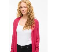 Longstrickjacke VILA "VIRIL LONG L/S KNIT CARDIGAN - NOOS", Damen, Gr. S, pink (jazzy detail:schwarz melange), Feinstrick, Obermaterial: 50% Viskose, 28% Polyester, 22% Nylon, meliert, regular fit lan