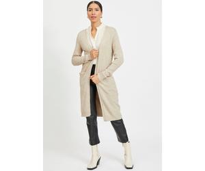Longstrickjacke VILA "VIRIL LONG L/S KNIT CARDIGAN - NOOS", Damen, Gr. XS, beige (natur), Feinstrick, Obermaterial: 50% Viskose, 27% Nylon, 23% Polyester, meliert, lässig geschnitten knielang, V-Aussc