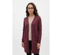 Longstrickjacke VILA "VIRIL LONG L/S KNIT CARDIGAN - NOOS", Damen, Gr. XS, rot (port royale detail:schwarz melange), Feinstrick, Obermaterial: 50% Viskose, 27% Nylon, 23% Polyester, meliert, regular f
