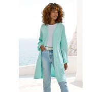 Longstrickjacke VIVANCE, Damen, Gr. 1, grün (mint), Strick, Obermaterial: 77% Polyacryl, 19% Polyester, 4% Elasthan, unifarben, figurumspielend Po-bedeckend, ohne Ausschnitt, Rippstrickbündchen, Stric