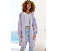 Longstrickjacke VIVANCE, Damen, Gr. 1, lila (flieder), Strick, Obermaterial: 77% Polyacryl, 19% Polyester, 4% Elasthan, unifarben, figurumspielend Po-bedeckend, ohne Ausschnitt, Rippstrickbündchen, St