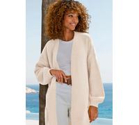 Longstrickjacke VIVANCE, Damen, Gr. 1, beige, Strick, Obermaterial: 77% Polyacryl, 19% Polyester, 4% Elasthan, unifarben, figurumspielend Po-bedeckend, ohne Ausschnitt, Rippstrickbündchen, Strickjacke