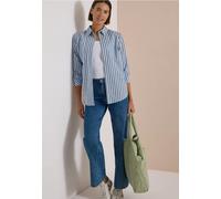 Hemdbluse CECIL, Damen, Gr. XXL (46), blau (blouse blau), Web, 100% Baumwolle, gestreift, normal normal, V-Ausschnitt, abgesteppt, Blusen Hemdbluse, aus reiner Baumwolle (28887804-XXL) blouse blau