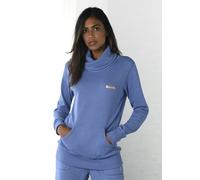 Longsweatshirt BENCH. LOUNGEWEAR "mit Stehkragen in Layeroptik" Gr. 44/46, blau (jeans, meliert) Damen Sweatshirts und Kängurutasche, Loungewear, Loungeanzug (64671719-44) jeans, meliert
