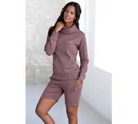 Longsweatshirt BENCH. LOUNGEWEAR, Damen, Gr. 52/54, braun (mauve), Sweatware, Obermaterial: 60% Baumwolle, 40% Polyester, Basic, Basic hüftbedeckend, ohne Ausschnitt, breiter Bund, Sweatshirts, mit St