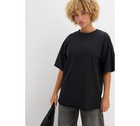 Longsweatshirt BONPRIX, Damen, Gr. 40/42 (M), schwarz, Sweatware, Obermaterial: 100% Baumwolle, unifarben, lässig geschnitten Po-bedeckend, Rundhals, weit Rollkante, Sweatshirts, lässige Passform, Hal