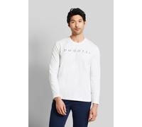 Longsweatshirt BUGATTI, Herren, Gr. 3XL, weiß, Interlock, 100% Baumwolle, unifarben, normal, Rundhals, Sweatshirts, mit bugatti-Druck (37612726-XXXL) weiß