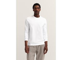 Longsweatshirt BUGATTI "Rundhals", Herren, Gr. XL, weiß (10, weiß), Jersey, 100% Baumwolle, unifarben, normal, Rundhals, Sweatshirts, im Modern Fit aus Baumwolle (20044442-XL) 10, weiß
