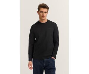 Longsweatshirt BUGATTI "Rundhals", Herren, Gr. XXL, schwarz (290, schwarz), Jersey, 100% Baumwolle, unifarben, normal, Rundhals, Sweatshirts, im Modern Fit aus Baumwolle (96821209-XXL) 290, schwarz