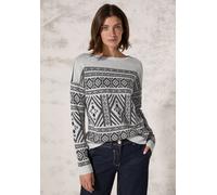 Cecil Damen Jaquard-Pullover in Grau, Gr: XXL