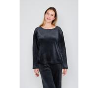 Longsweatshirt JOOP "Velvet", Herren, Gr. 40, schwarz, Samt, Obermaterial: 95% Polyester, 5% Elasthan, Casual, hüftlang, Rundhals, Sweatshirts Longsweatshirt, Rundhalsausschnitt, Samt-Qualität, Langar