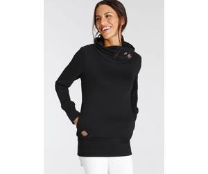 Longsweatshirt RAGWEAR "ANGELLIKA O", Damen, Gr. XL, schwarz, Sweatware, Obermaterial: 65% Baumwolle, 35% Polyester, kontrastfarbene Details, unifarben, relaxed fit hüftlang, Rundhals, Sweatshirts, mi