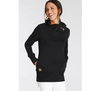 Longsweatshirt RAGWEAR "ANGELLIKA O", Damen, Gr. XS, schwarz, Sweatware, Obermaterial: 65% Baumwolle, 35% Polyester, kontrastfarbene Details, unifarben, regular fit hüftlang, Rundhals, Sweatshirts, Ba