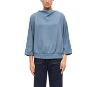 Longsweatshirt S.OLIVER BLACK LABEL, Damen, Gr. 46, blau (blau smoke), Web, Obermaterial: 50% Viskose, 44% Polyester, 6% Elasthan, unifarben, bequem hüftbedeckend, Rundhals, Bündchen, Sweatshirts, Shi