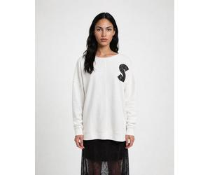 Longsweatshirt SMITH & SOUL, Damen, Gr. XL, sand, Sweatware, Obermaterial: 70% Baumwolle, 30% Polyester, unifarben, oversize hüftbedeckend, Rundhals, angesetztes Bündchen, Sweatshirts, mit kontrastfar