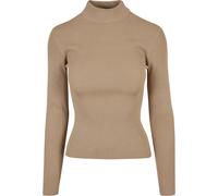 Longsweatshirt URBAN CLASSICS "Urban Classics Damen Ladies Rib Knit Turtelneck Sweater", Damen, Gr. XXL, beige (unionbeige), 35% Viskose, 35% Polyester, 30% Elasthan, unifarben, Rundhals, Sweatshirts