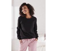Longsweatshirt VIVANCE, Damen, Gr. 36/38, schwarz, Sweatware, Obermaterial: 60% Baumwolle, 40% Polyester, bestickt, unifarben, bequem hüftlang, Rundhals, Rippbündchen, Sweatshirts, mit Loungewear Stic