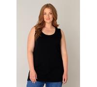Longtop BASE LEVEL CURVY, Damen, Gr. 48, schwarz, Jersey, Obermaterial: 94% Baumwolle, 6% Elasthan, unifarben, Basic, normal Po-bedeckend, Rundhals, Tops, mit weitem Rundhalsausschnitt (36248042-48) s