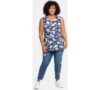 Sheego Longtop mit Spitze im Rücken 46 blau bedruckt